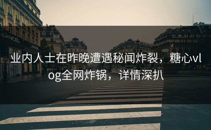 业内人士在昨晚遭遇秘闻炸裂，糖心vlog全网炸锅，详情深扒