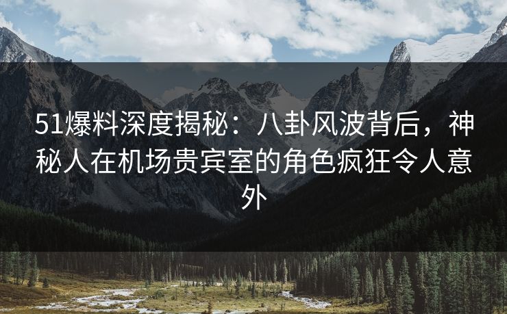 51爆料深度揭秘：八卦风波背后，神秘人在机场贵宾室的角色疯狂令人意外