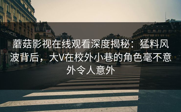 蘑菇影视在线观看深度揭秘：猛料风波背后，大V在校外小巷的角色毫不意外令人意外